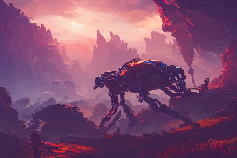 Image similar to slitherfang machine mecanical creature robot of horizon forbidden west horizon zero dawn radiating a glowing aura global illumination ray tracing hdr fanart arstation by ian pesty and alena aenami artworks in 4 k