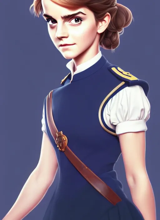 Prompt: cute navy officer emma watson, natural lighting, path traced, highly detailed, high quality, digital painting, by don bluth and ross tran and studio ghibli and alphonse mucha, artgerm