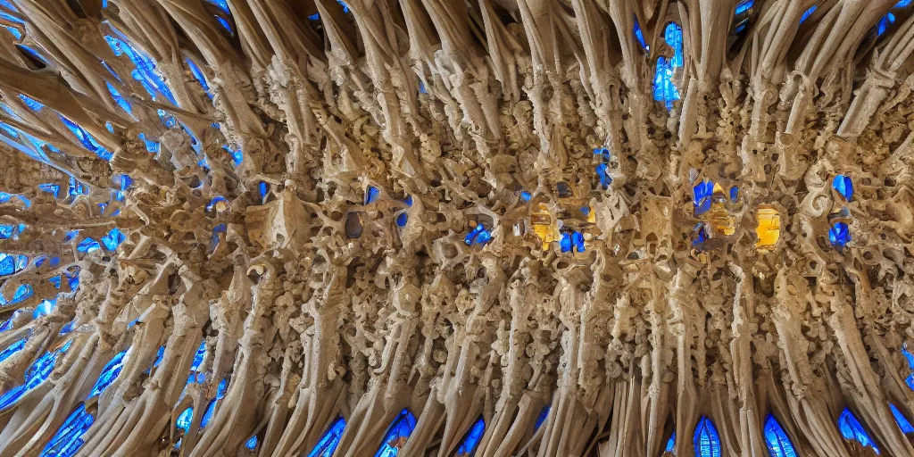 Image similar to sculpted Sagrada Familia ceiling by Antoni Gaudi