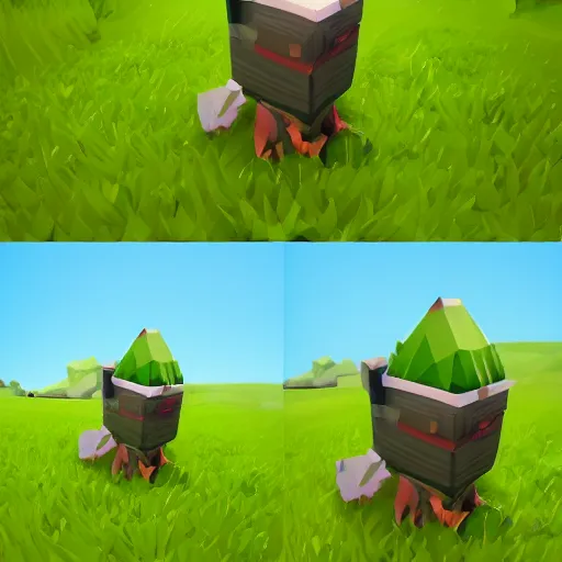 Prompt: grass low poly, mobile game style, low details