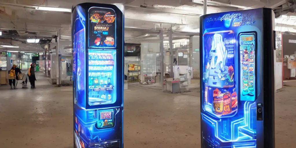 Image similar to futuristic cyberpunk vending machine