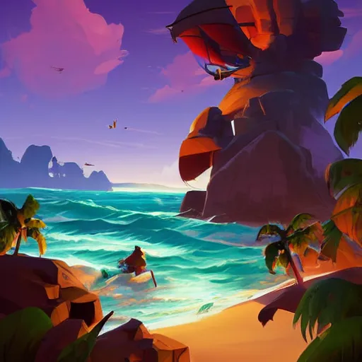 Image similar to painting treasure on sea of thieves game smooth median photoshop filter cutout vector, behance hd by jesper ejsing, by rhads, makoto shinkai and lois van baarle, ilya kuvshinov, rossdraws global illumination