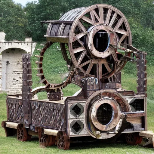 Prompt: an elaborate roman siege machine as designed by robert mcrall and toughsf members