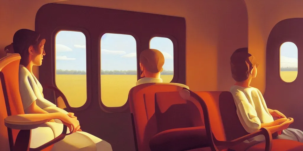 Image similar to sad in the train wagon, summer evening, kenton nelson