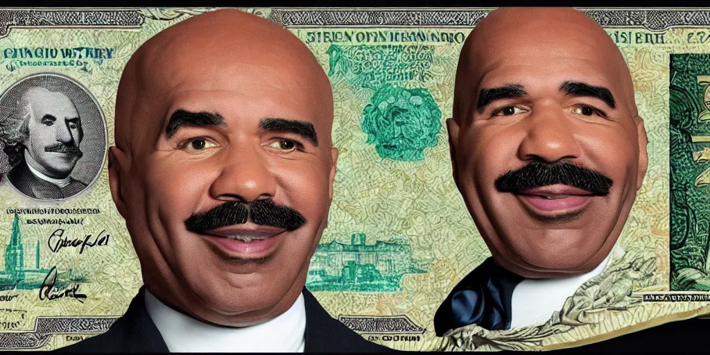 Image similar to Steve harvey as George Washington on the 1 dollar bill