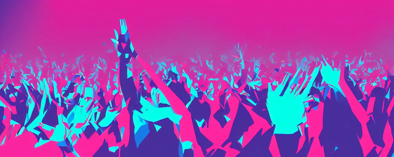 Image similar to rapping into microphone, silhouette, huge crowd, neon soaked, hip hop, digital art, trending on Artstation, professional artist, detailed, 4k