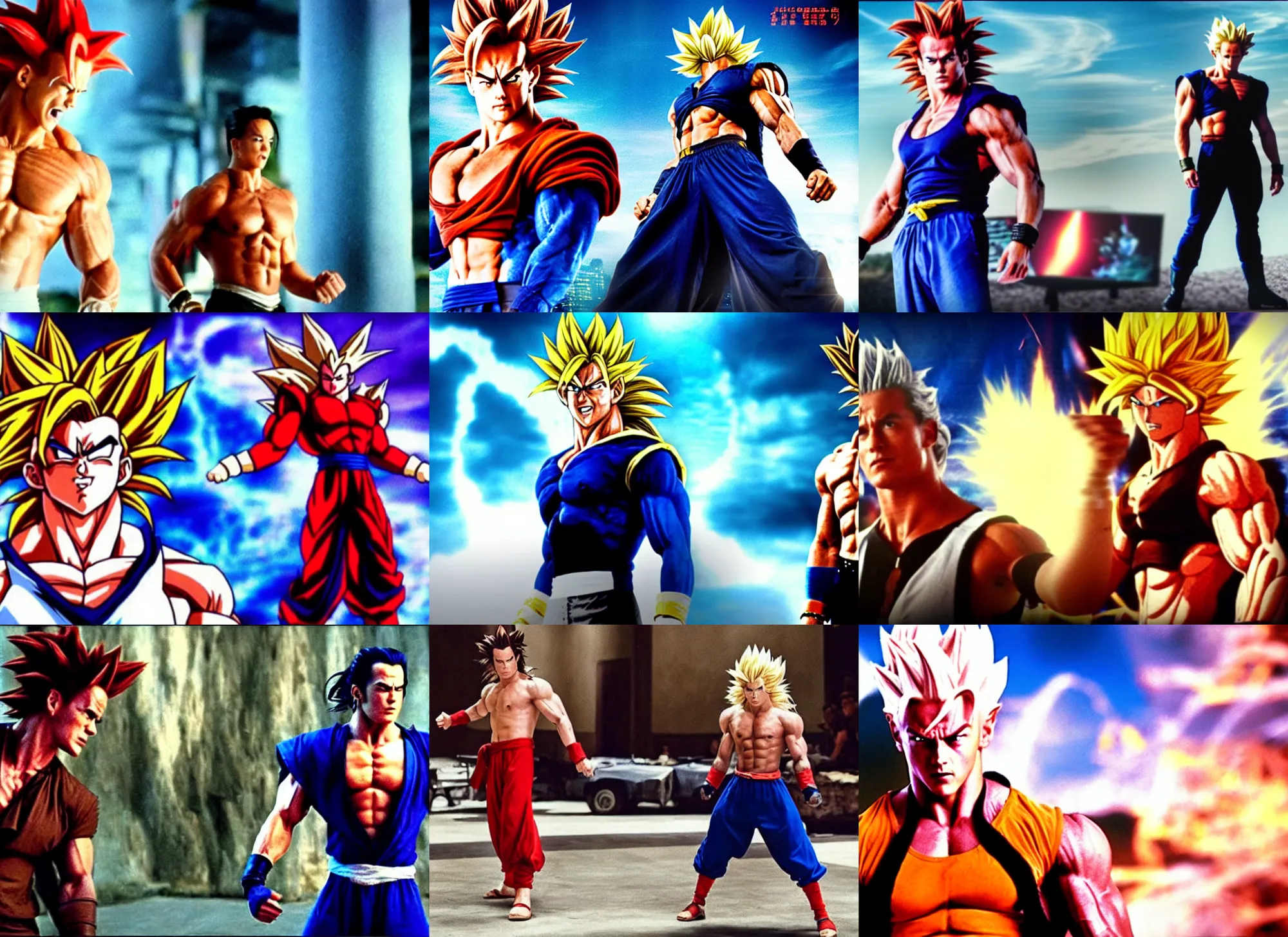 Prompt: film still of real life gogeta ss 4 in movie