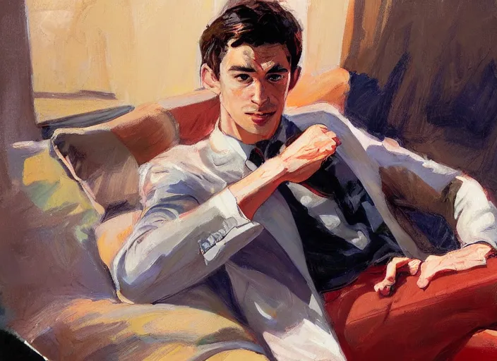 Image similar to a highly detailed beautiful portrait of barry allen, by gregory manchess, james gurney, james jean