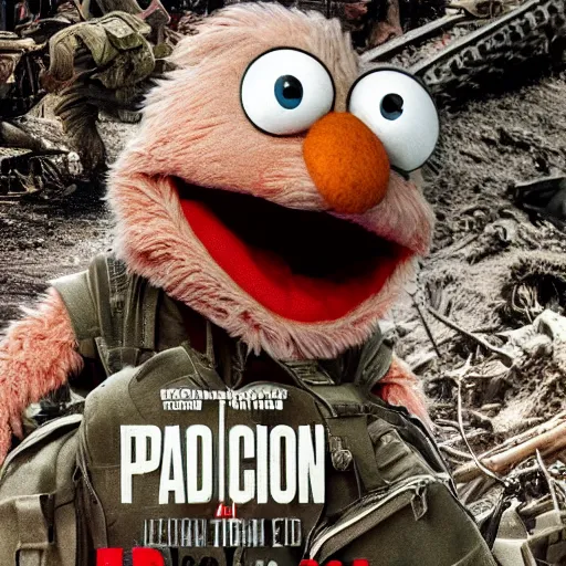 Prompt: elmo in the movie platoon 4k, high detail, high-resolution photograph, gory, war, vietnam