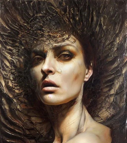 Prompt: portrait of the last touch by karol bak, Nicola Samori, Cecco Bravo, hyper detailed.