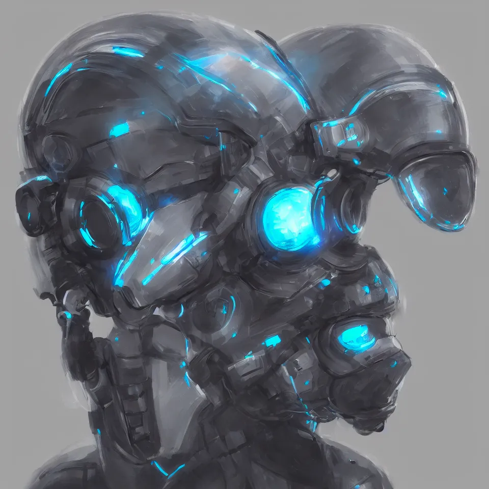 Prompt: face mask view epic nano cyber headgear combat vision helmet highly detailed, digital painting, hyper concept art, crisp sharp focus, simple draft aaa unreal artstation