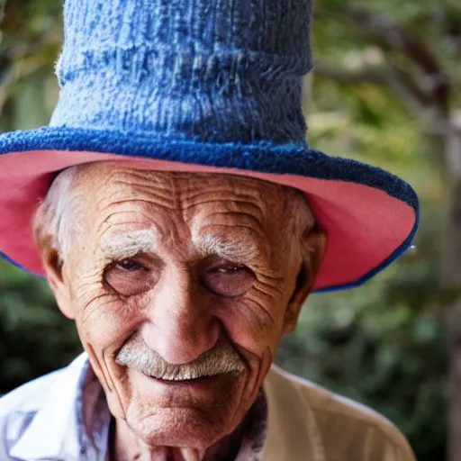 Image similar to old man with a birthday hat