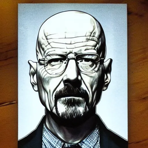 Image similar to walter white next to gus pringe, in the style of greg rutowski, hyper detailed