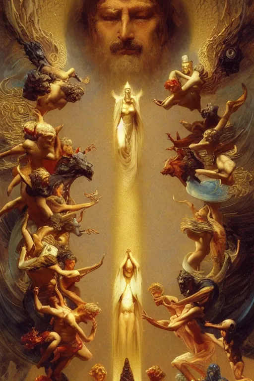 Image similar to the nine spheres of heaven from dante's divine comedy. highly detailed painting by gaston bussiere, craig mullins, j. c. leyendecker 8 k