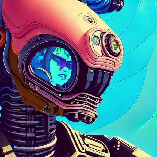 Image similar to high quality high detail portrait of a diesel punk alien overwatch character in an alien world, tristan eaton, victo ngai, artgerm, rhads, ross draws, hyperrealism, intricate detailed, alphonse mucha, 8 k, sci - fi, pastel colors, artstation,