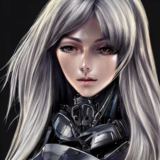 Image similar to heroine, beautiful, female mecha, ultra detailed, digital art, 8 k, hd, character, realistic, straight face upper body portrait, 3 d, hyper realistic