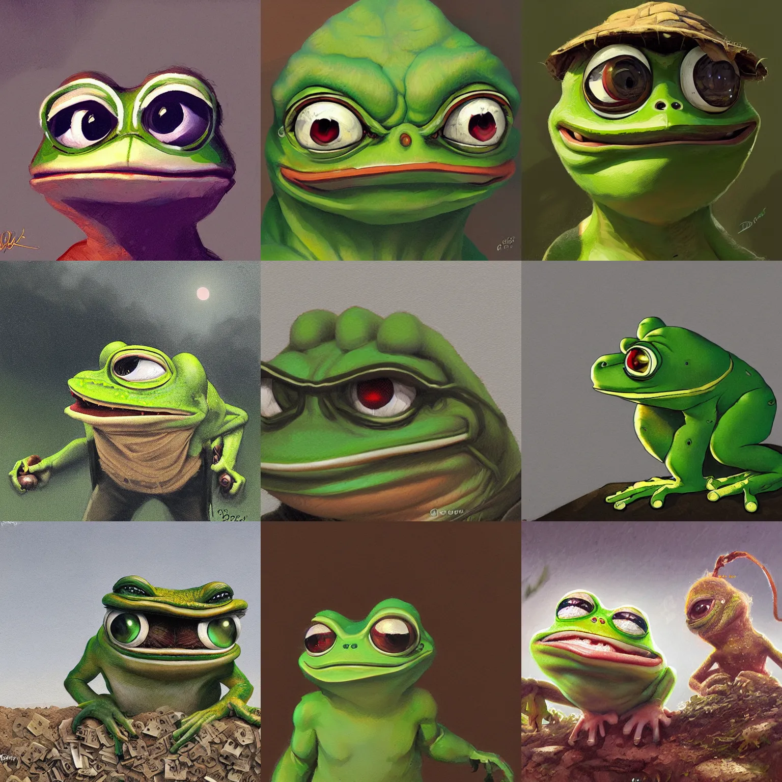 Prompt: pepe the frog, by geog darrow, by greg rutkowski