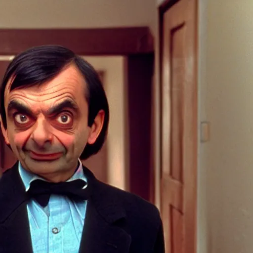 Image similar to A still of Mr Bean in The Shining