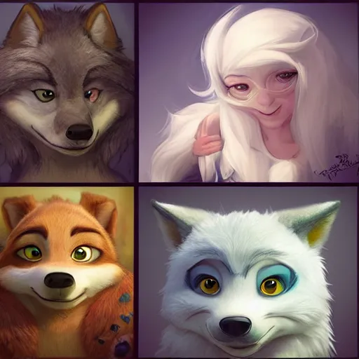 Image similar to portrait character design a cute feathered wolf, deviant adoptable, style of maple story and zootopia, portrait studio lighting by jessica rossier and brian froud and gaston bussiere