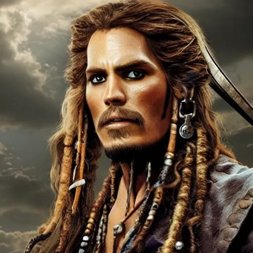 Image similar to Live Action Still of Jerma as a pirate in Pirates of the Caribbean, real life, hyperrealistic, ultra realistic, realistic, highly detailed, epic, HD quality, 8k resolution, body and headshot, film still