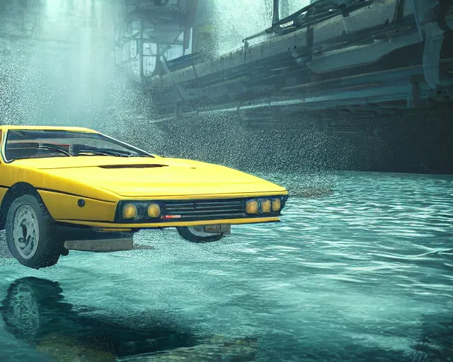 Prompt: lotus esprit submerged under water, cinematic, photoreal, by red dead redemption 2