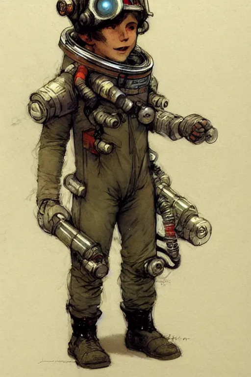 Prompt: ( ( ( ( ( 2 0 5 0 s retro future 1 0 year old boy super scientest in space pirate mechanics costume full portrait. muted colors. ) ) ) ) ) by jean baptiste monge, rudolph belarski!!!!!!!!!!!!!!!!!!!!!!!!