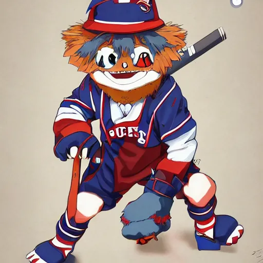 Image similar to anime Portrait of Youppi the Habs Montreal Canadiens Mascot as a very cute powerful and friendly pokemon, highly detailed anime, high evolution, 1990s, legendary, smooth, sharp focus, dynamic lighting, intricate, trending on ArtStation, illustration pokemon, art by WLOP