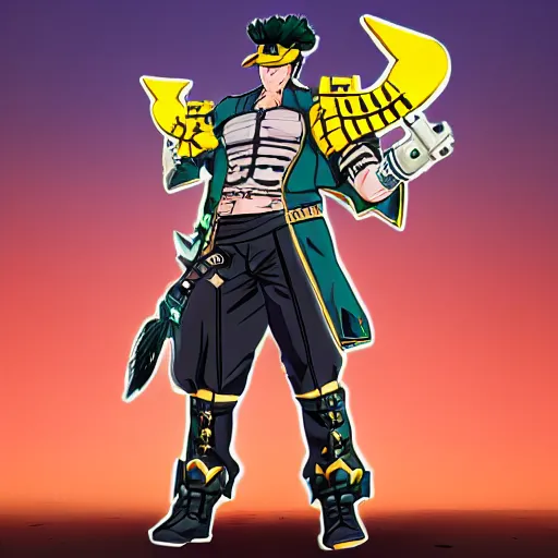 Prompt: jotaro kujo in the style of horizon zero dawn