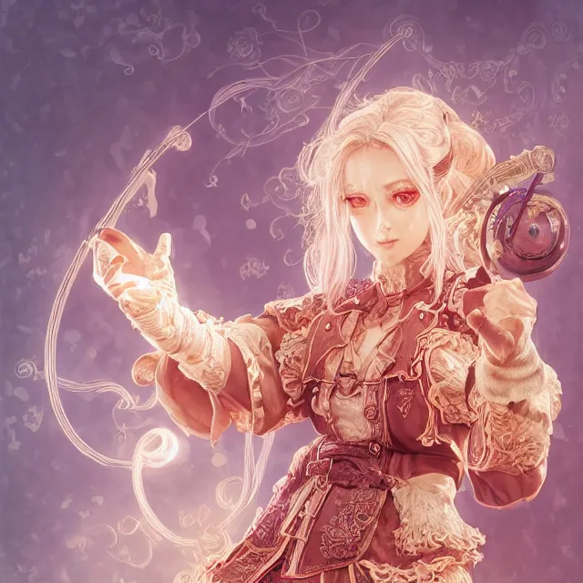 Image similar to the portrait of neutral good colorful female cleric bard as absurdly beautiful, gorgeous, elegant, skinny gravure idol, an ultrafine hyperdetailed illustration by kim jung gi, irakli nadar, intricate linework, sharp focus, bright colors, octopath traveler, final fantasy, unreal engine 5 highly rendered, global illumination, radiant light, detailed and intricate environment