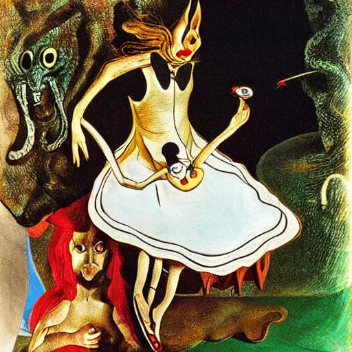 Image similar to alice in wonderland by salvador dali