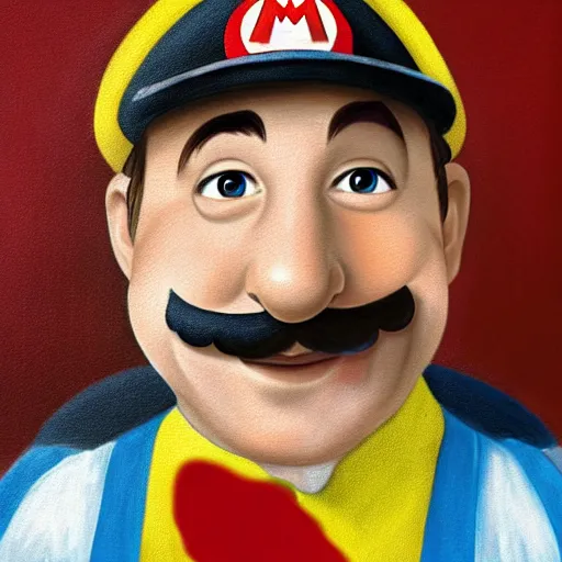 Prompt: portrait of real life super mario by lee jim