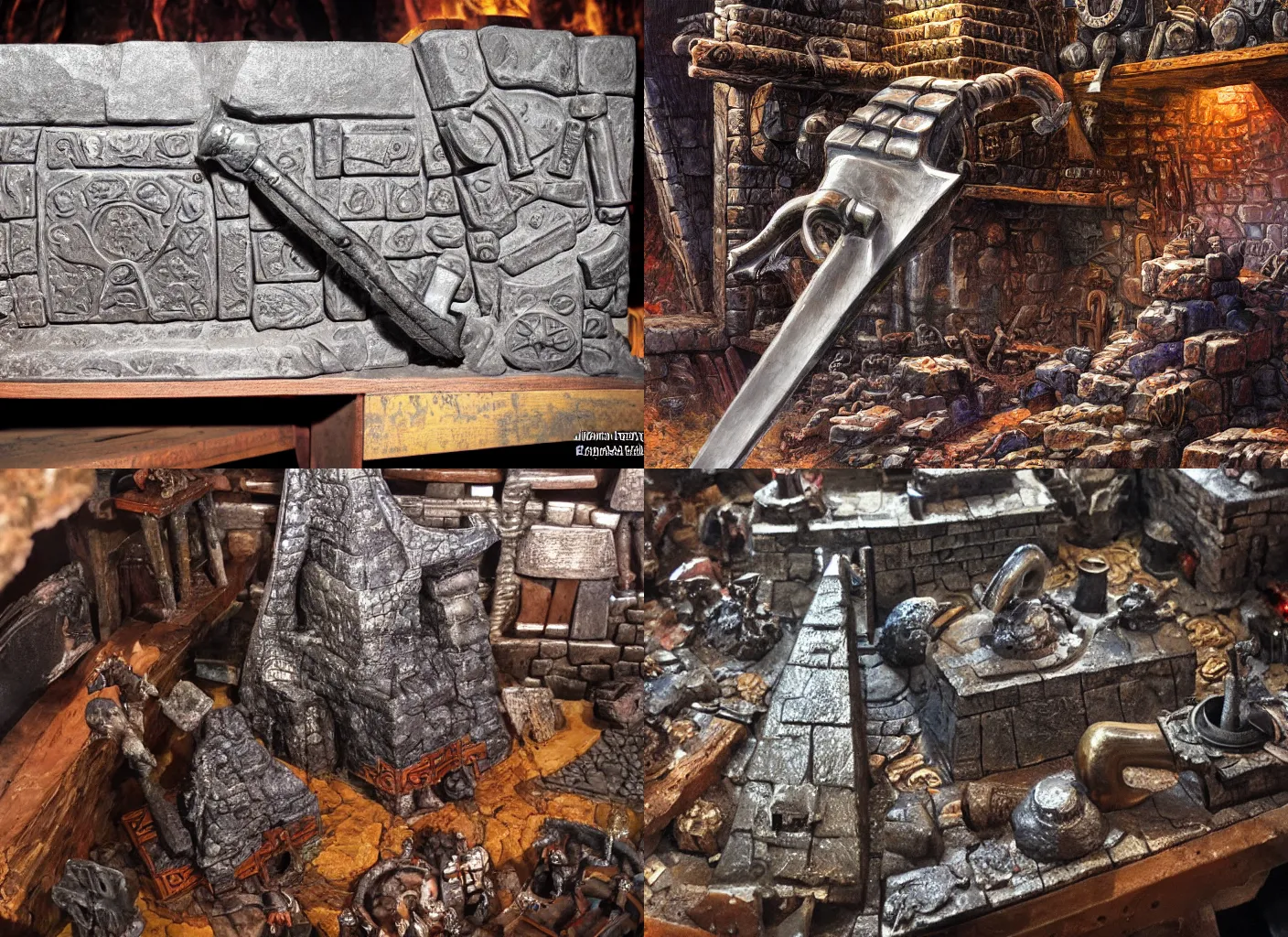 Prompt: close up of an iron anvil in a dwarven forge | by jeff easley