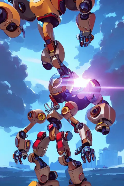 Image similar to metabots medabots medarotto medarot robot minimalist comics, behance hd by jesper ejsing, by rhads, makoto shinkai and lois van baarle, ilya kuvshinov, rossdraws global illumination ray tracing hdr radiating a glowing aura