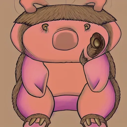 Prompt: a half man half bear half pig