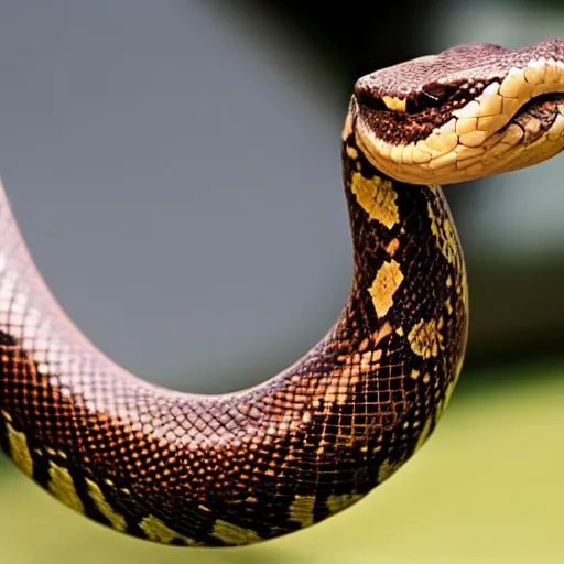 Image similar to a snake shaped like the letter s, a snake standing on its tail