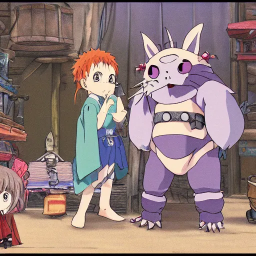 Prompt: screenshot from a slice of life anime set in a dnd universe by Hayao Miyazaki, kobold, Ghibli