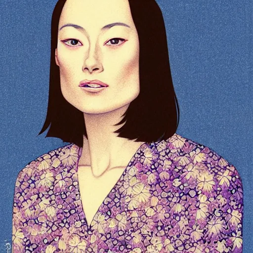 Prompt: “ olivia wilde portrait by ikenaga yasunari and ayana otake and ko rakusui, 6 0 s poster, drawing, realistic, sharp focus, japanese, dreamy, nostalgia, faded, golden hues, floral clothes ”