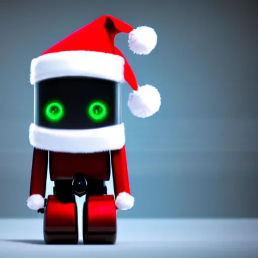 Prompt: a cute little robot with a santa claus hat. super realistic 8 k render of a elegant, cinematic composition