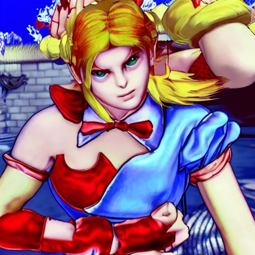 Image similar to Alice from wonderland fighting in street fighter 6 8k amazing level of detail ultra high quality