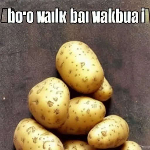 Prompt: A potato walking into the bar