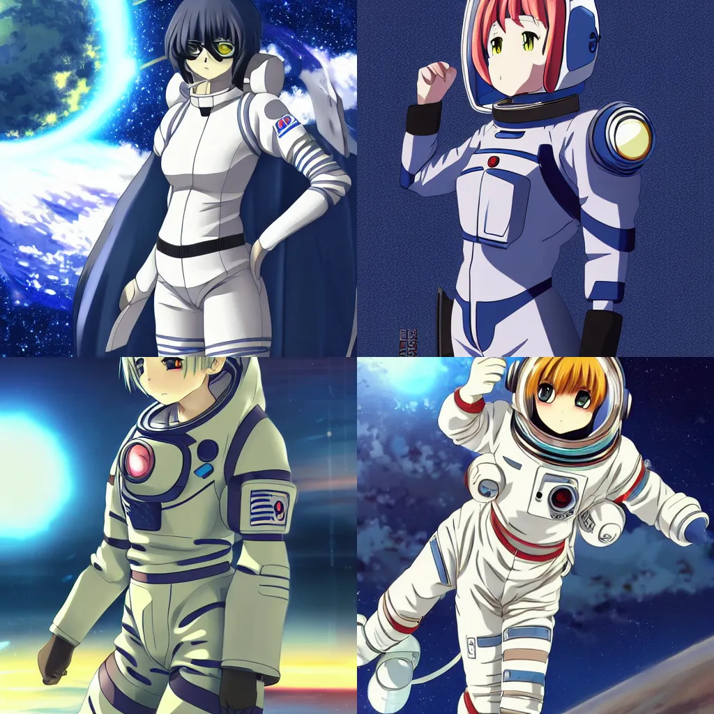 Free Anime Girl Astronaut in Outer Space Desktop Wallpaper in 4K