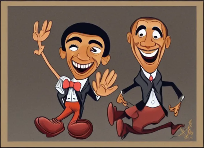 Image similar to cute obama in the style of a 1 9 2 0 s rubber hose walt disney cartoon