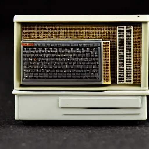 Prompt: a miniature model a 70's Computer 35mm, 4K, award winning photo