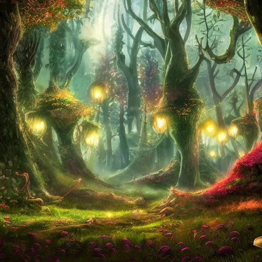 Image similar to A Giant magical fantasy forest, wallpaper, digital art, ultra detailed, disney,