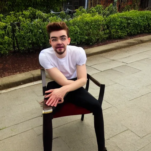 Prompt: jacksepticeye sitting in a chair