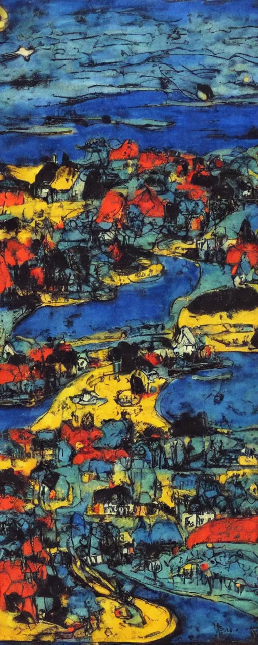 Prompt: dream of a happy place, by bernard buffet and emil nolde, 8 k, trending on artstation