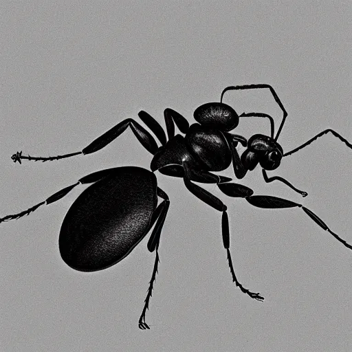 Image similar to soldier ant, black and white, botanical illustration