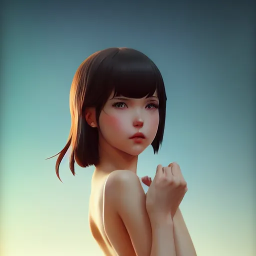 Image similar to point of view of a cute girl by artgerm, kissing you by ilya kuvshinov, point of view, rtx reflections, octane render 1 2 8 k, extreme high intricate details by wlop, digital anime art by ross tran, composition by tom bagshaw, lighting by wlop