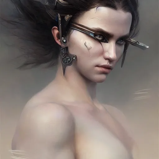 Image similar to ultra realist breathtaking detailed soft painting of non-binary warrior, dark fantasy, naval background, elegant, highly detailed, artstation, concept art, matte, sharp focus, art by Tom Bagshaw, Artgerm and Greg Rutkowski