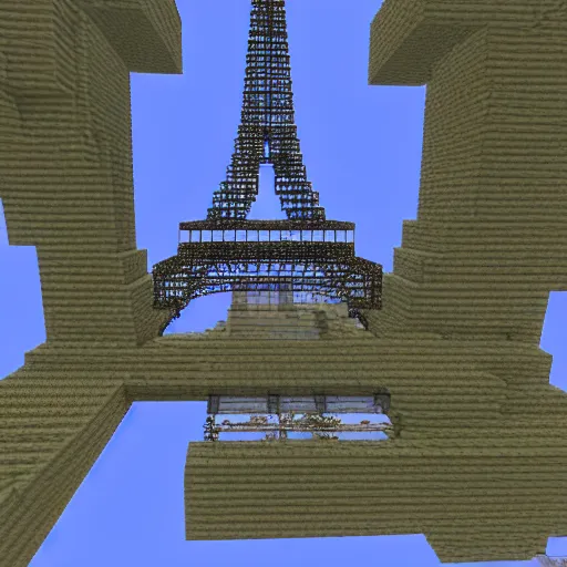 Prompt: a blue print of the Eiffel tower in Minecraft